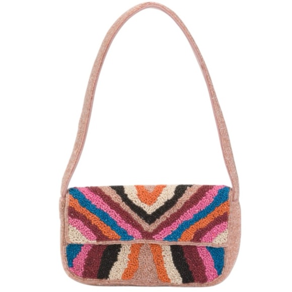 America & Beyond Geometric Chevron Geode Multicolor Beaded Bag NEW NWT - Picture 7 of 8